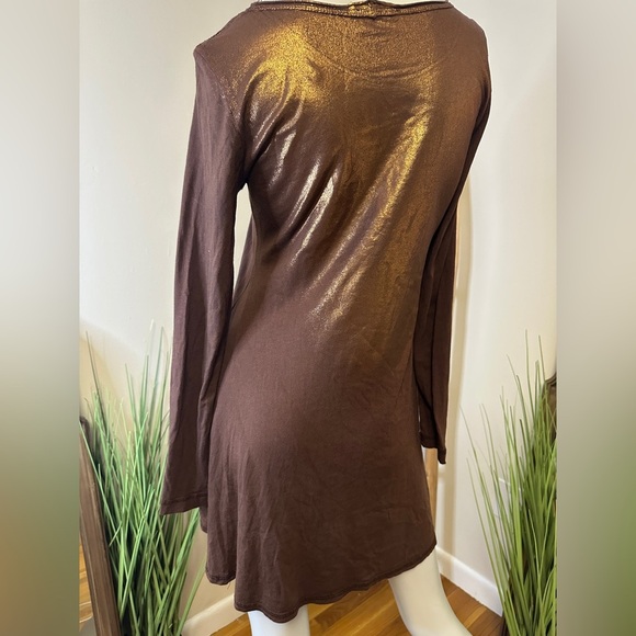 Barbara Lesser Vintage Long Sleeve Tunic Copper Metallic Top - Picture 4 of 8